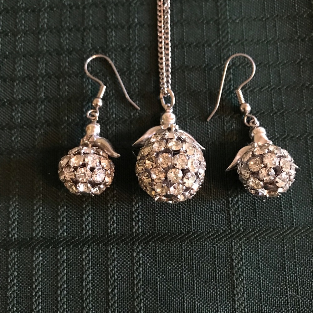 Vintage Rhinestone Necklace & Earrings